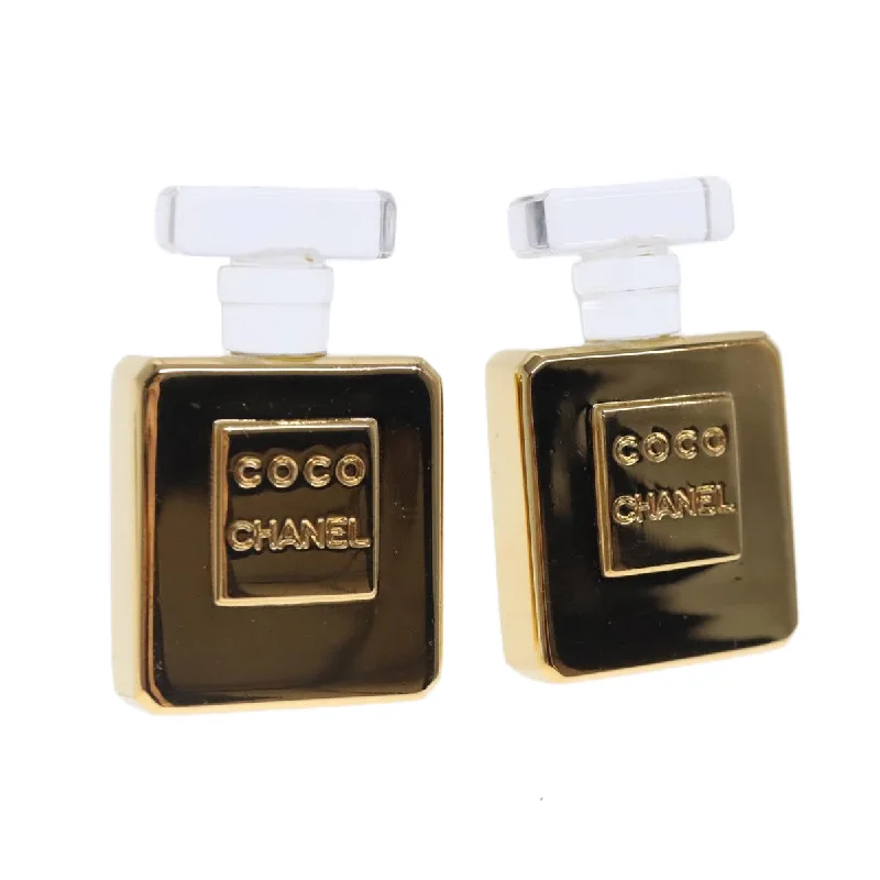 CHANEL Perfume Bottle Earring metal Gold CC  kk361