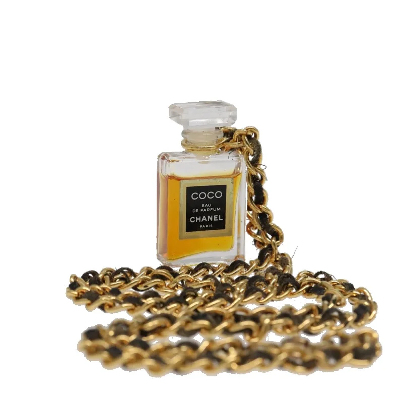 CHANEL Perfume Necklace metal Gold Tone CC  ar12687