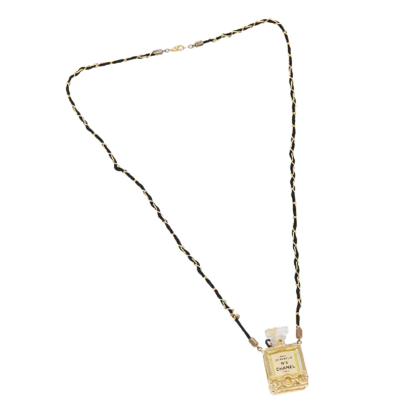 CHANEL Perfume No. 5 Necklace Metal Gold Black CC  bs17984