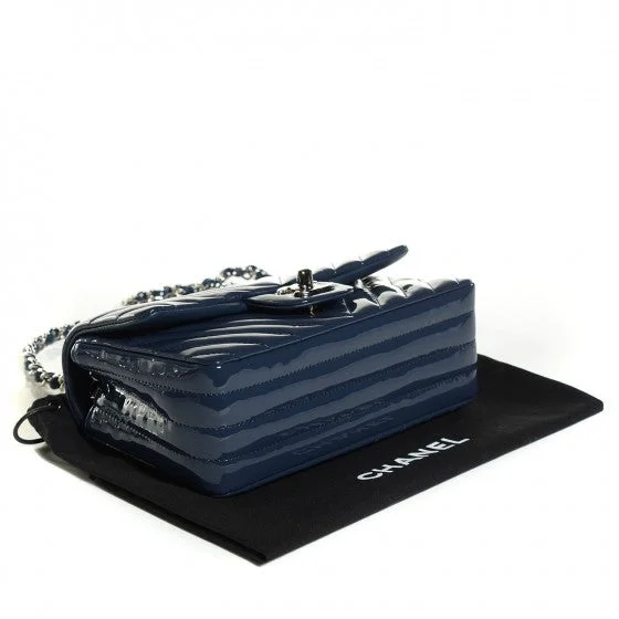 CHANEL QUILTED CHEVRON MAXI FLAP BAG-NAVY BLUE