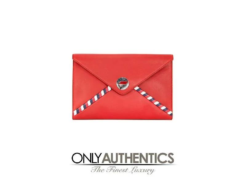 Chanel Red Lambskin Airlines Envelope Clutch