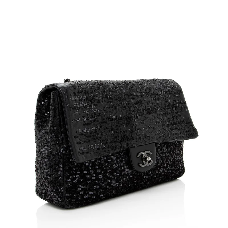 Chanel Sequin Embroidered Classic Flap Bag (18782)