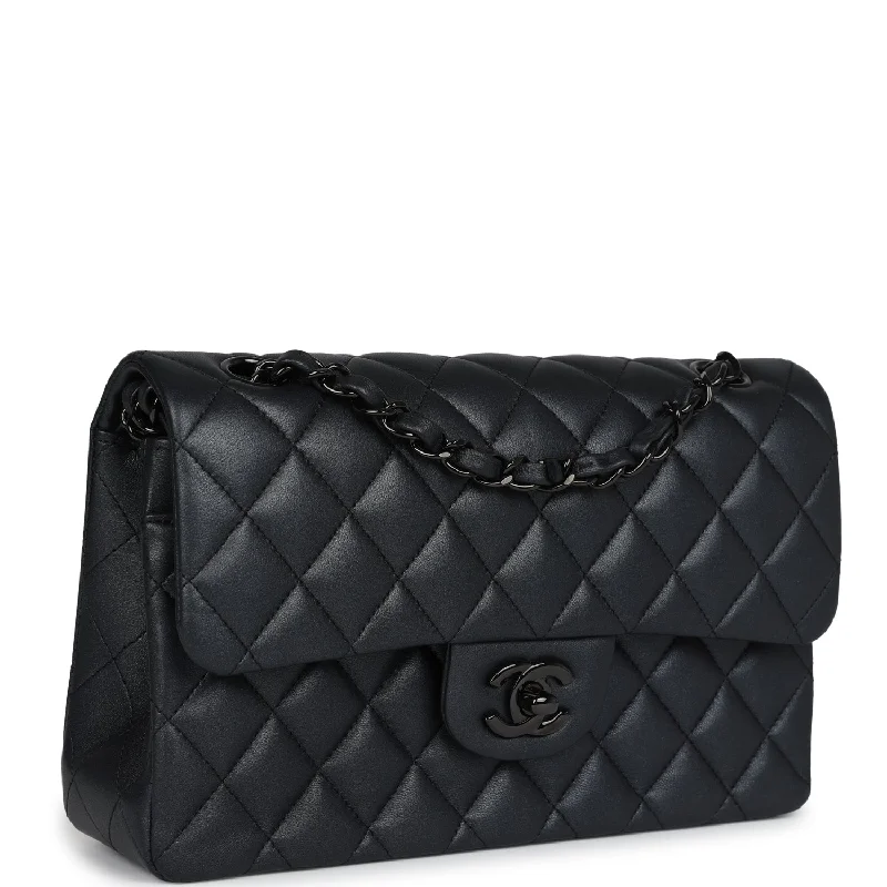 Chanel Small Classic Double Flap Bag SO Black Iridescent Lambskin Black Hardware