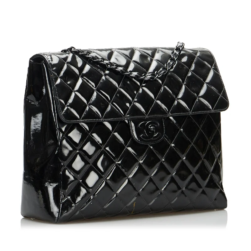 Chanel So Black Matelasse Patent Leather Single Flap Bag (eJHtIM)