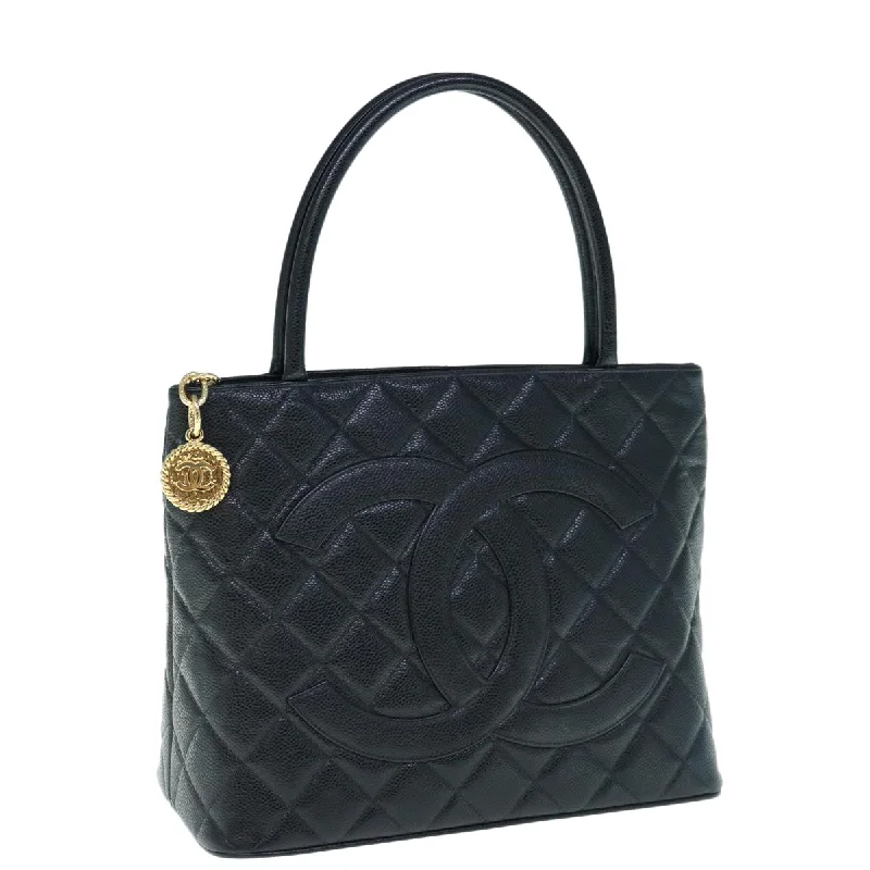 CHANEL Tote Bag Caviar Skin Standard Black CC  62895S