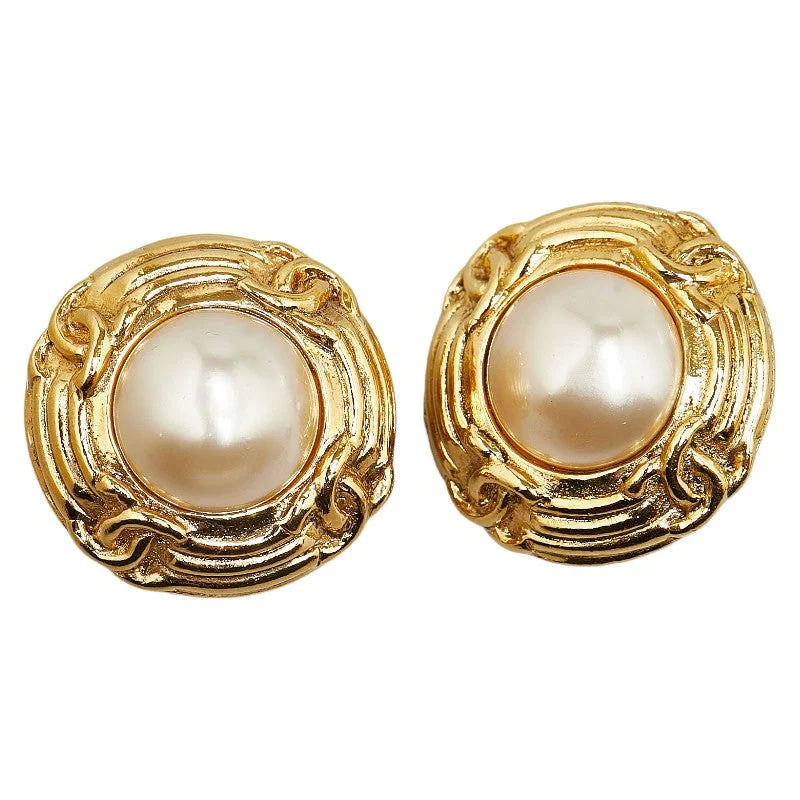 Chanel Vintage Coco Earring G Plated Pearl  Chanel