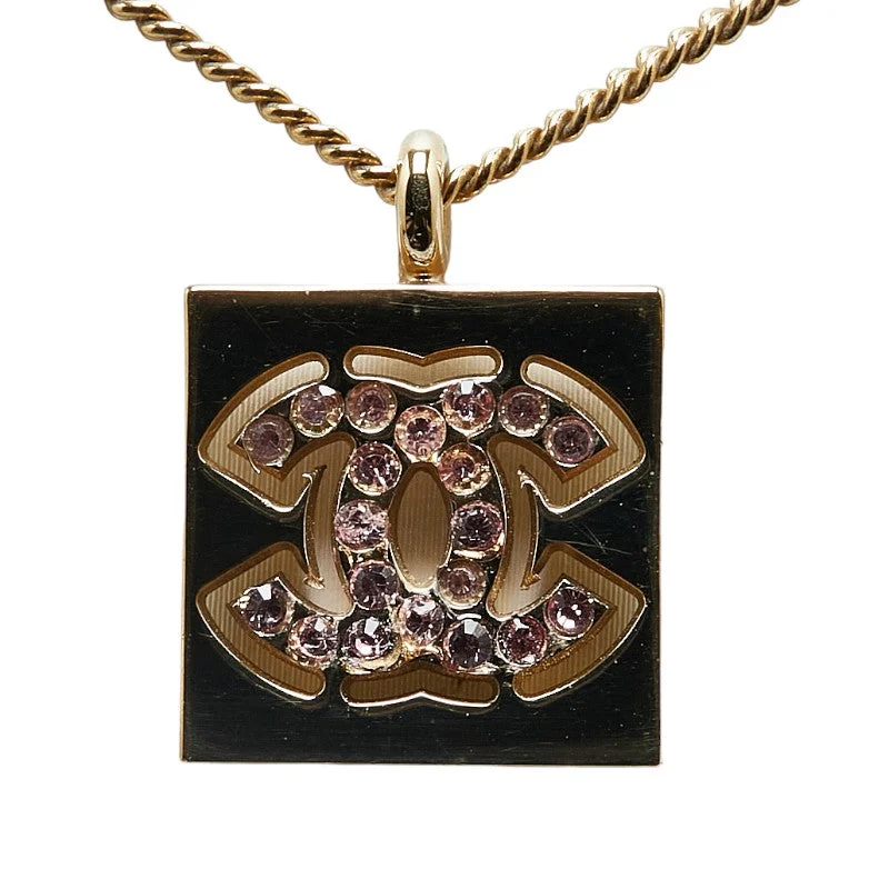 Chanel Vintage Coco Line Stone Necklace G Pink   Chanel