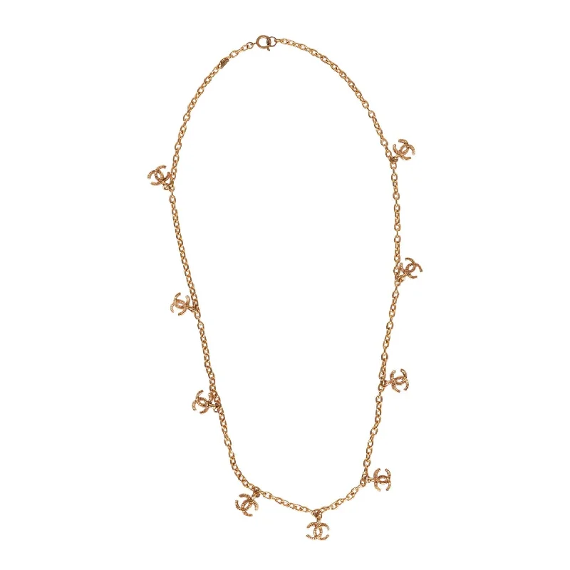 Chanel Vintage Gold Multi Charm CC Logo Necklace