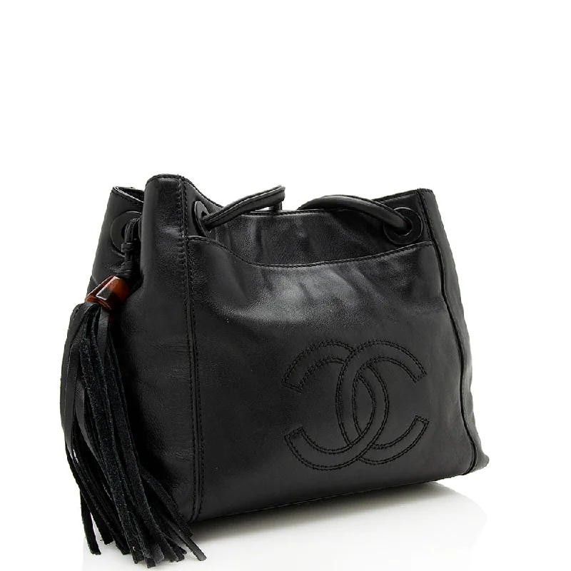 Chanel Vintage Leather CC Tassel Shoulder Bag (12835)