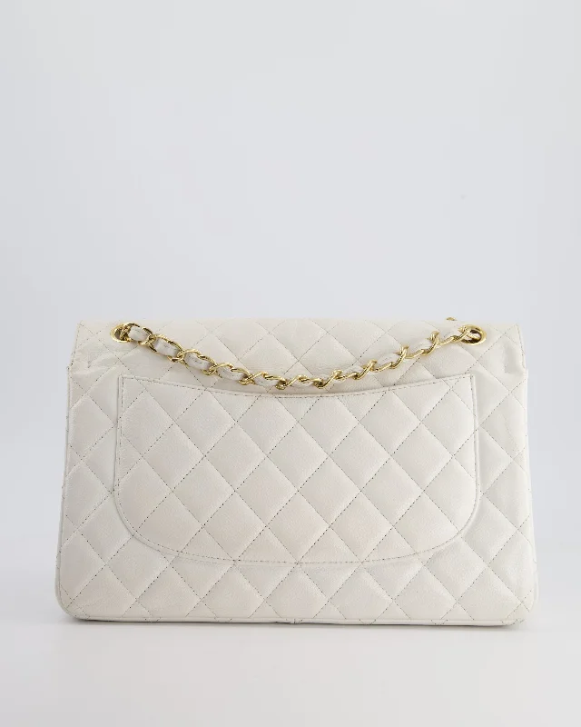 Chanel White Caviar Jumbo Classic Double Flap Bag with Gold Hardware