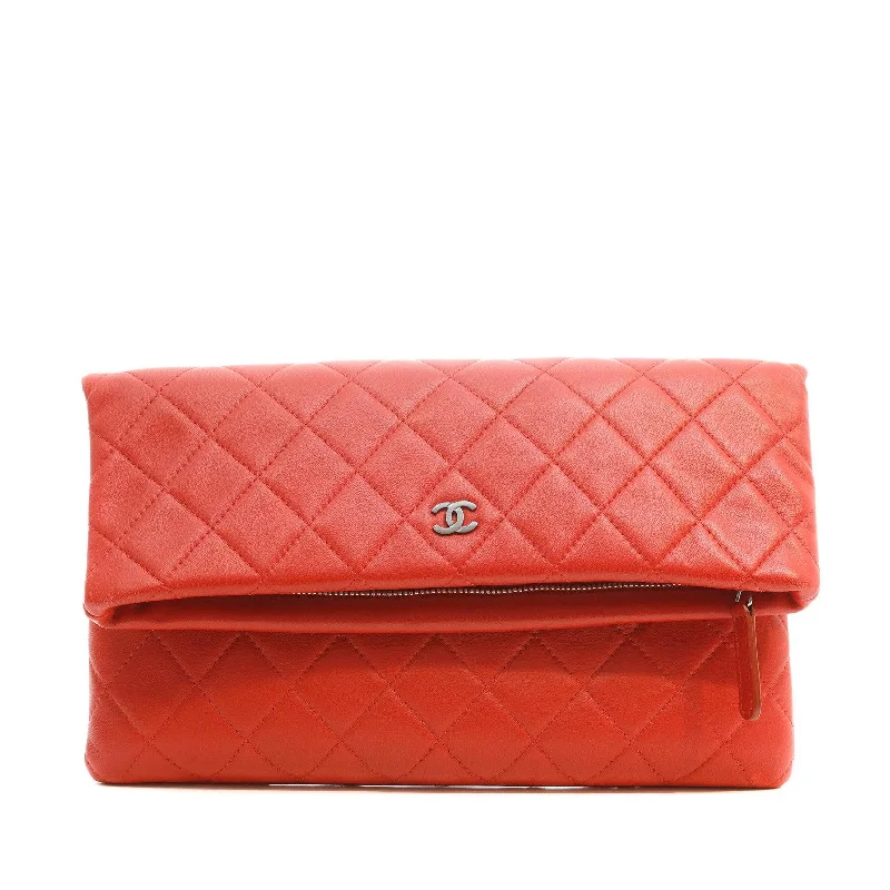 Chanel Red fold-over clutch