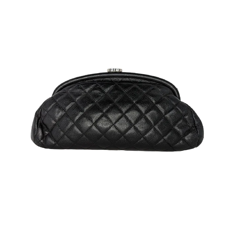 Chanel Black Quilted Caviar Leather Timeless Clutch