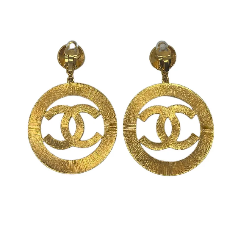 Chanel Vintage Textured CC Drop Earrings