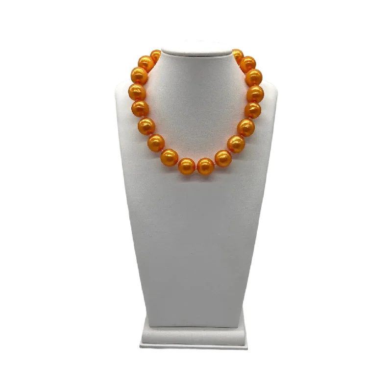 Chanel Vintage  Orange Synthetic Pearl Necklace