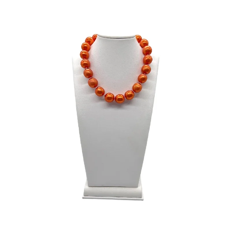 Chanel Vintage Red Orange Synthetic Pearl Necklace