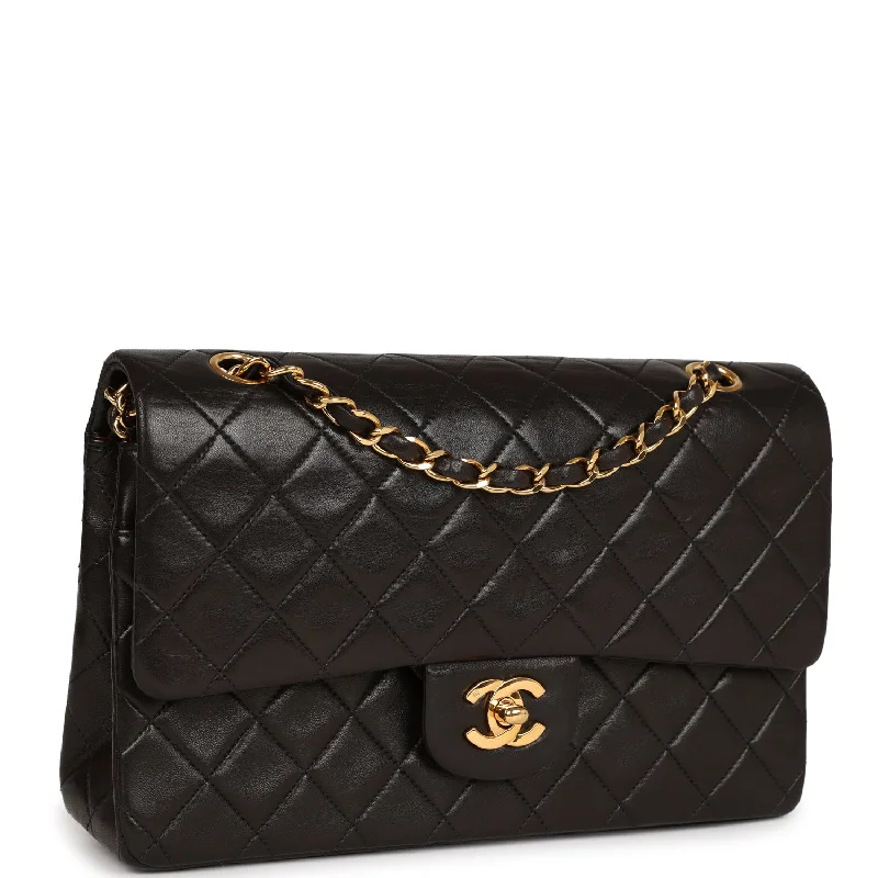 Chanel Vintage Medium Classic Double Flap Black Lambskin Gold Hardware