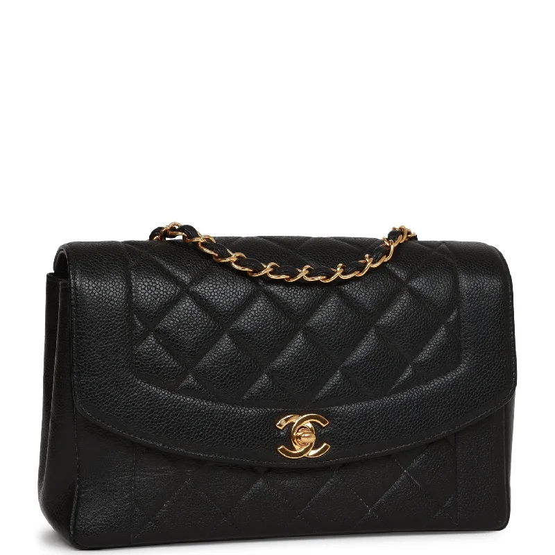 Chanel Vintage Medium Diana Flap Bag Black Caviar Gold Hardware