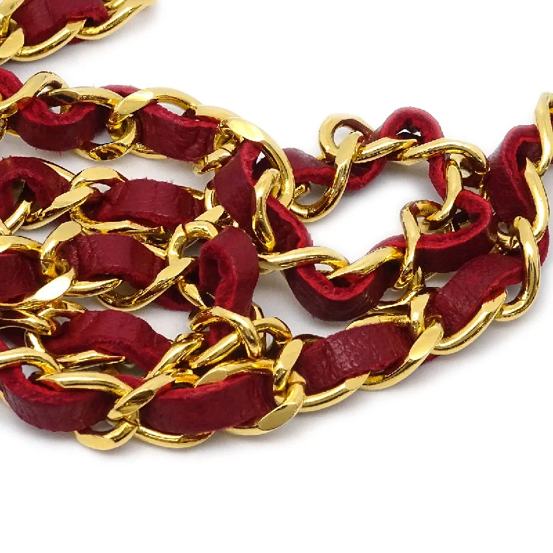 Chanel 1982 Medallion Gold & Red Chain Belt