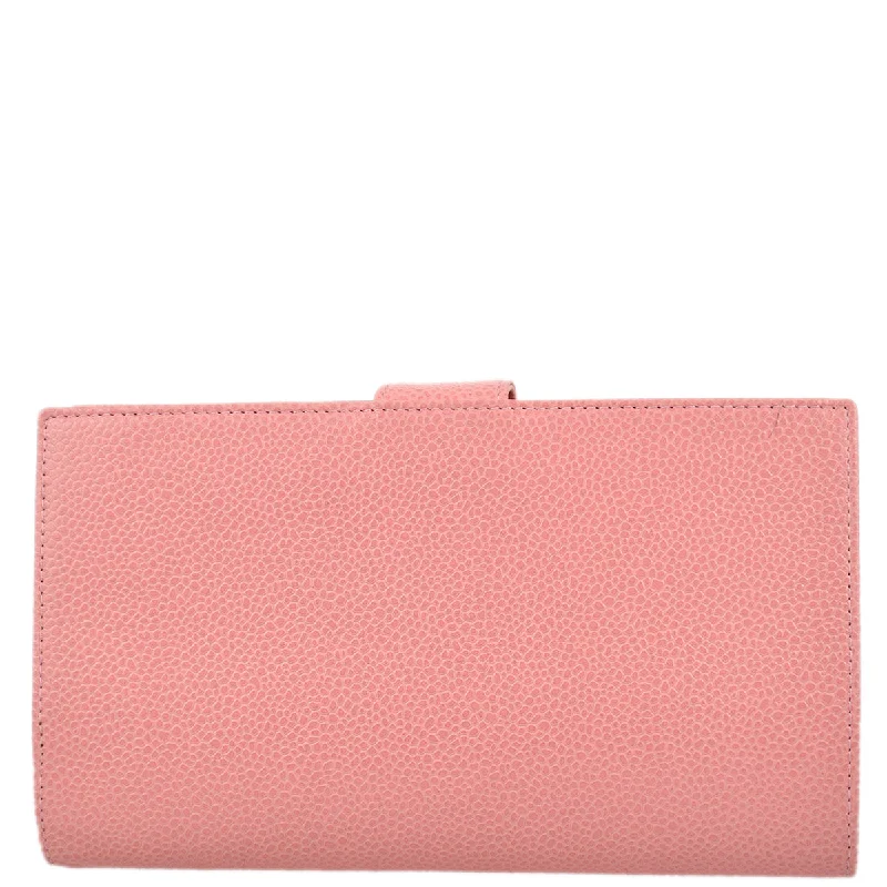 Chanel 2004-2005 Pink Caviar Timeless Long Wallet