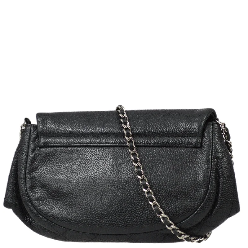 Chanel 2009-2010 Black Caviar WOC Chain Shoulder Wallet Bag