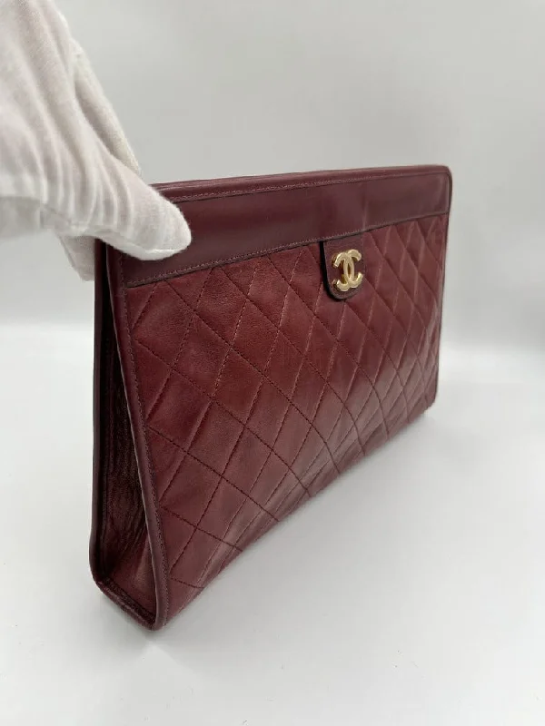 Burgundy Chanel Clutch Bag