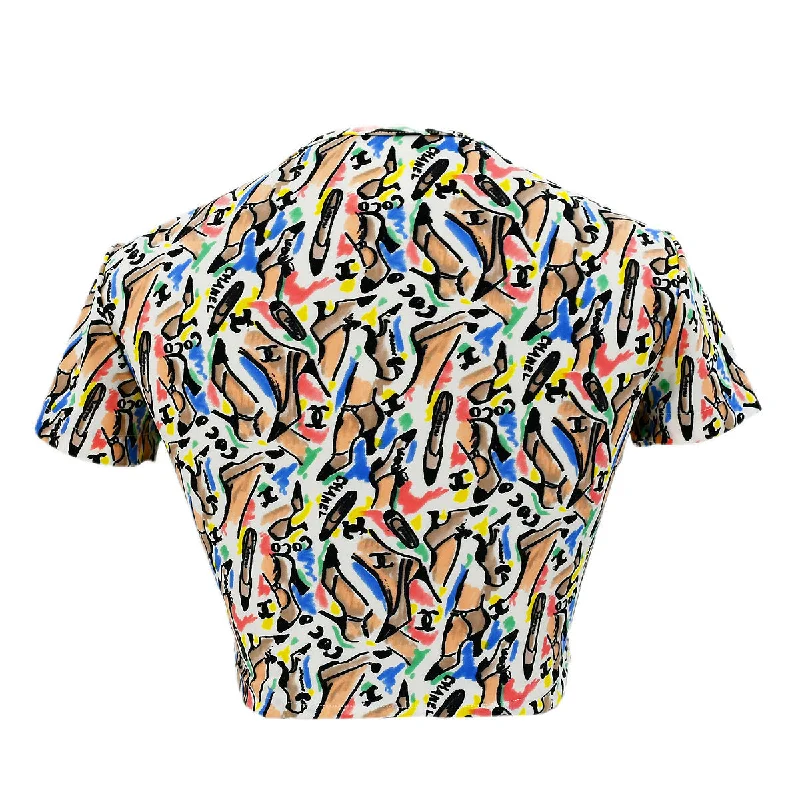 Chanel 1995 spring shoe-print cropped T-shirt #40