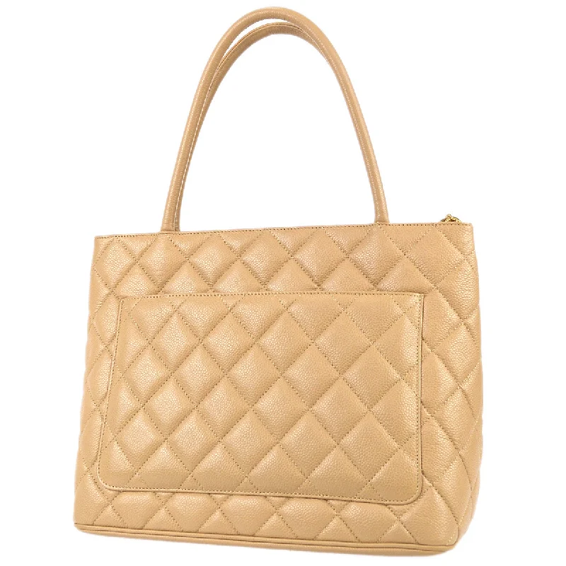 Chanel 2003-2004 Medallion Tote Beige Caviar