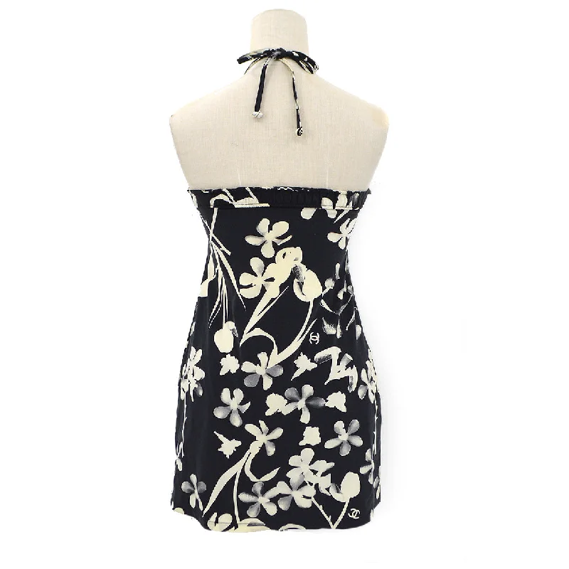 Chanel 2004 High Summer CC Camellia-print halterneck swimsuit dress #36