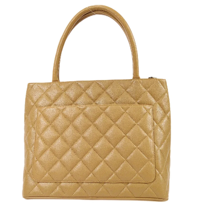 Chanel 2006-2008 Medallion Tote SHW Beige Caviar