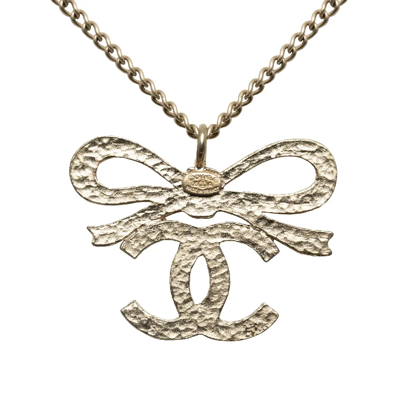 CHANEL CC Ribbon Pendant Necklace Costume Necklace