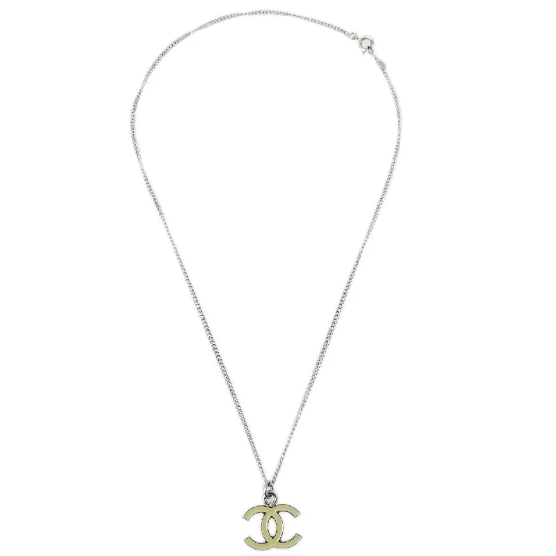 Chanel Chain Necklace Silver White 07V