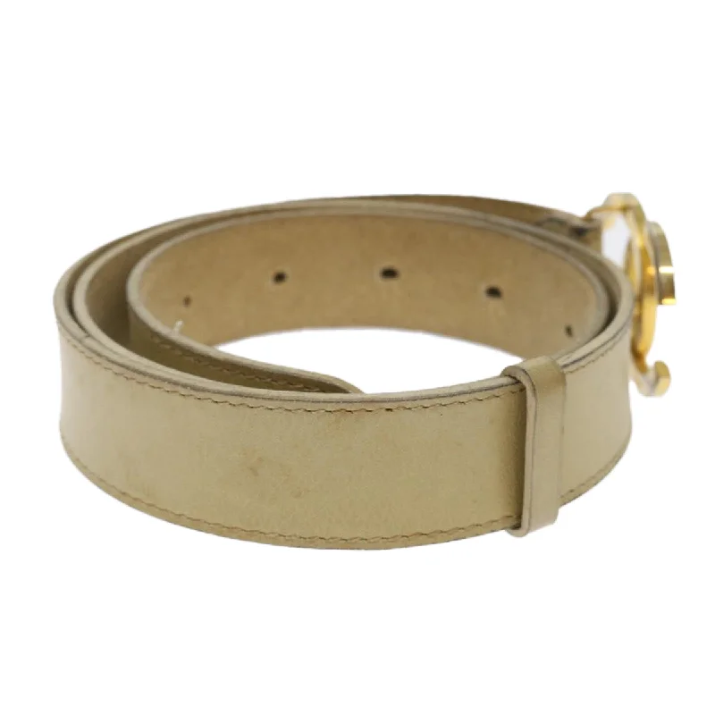 CHANEL COCO Mark Belt Leather 33.1" Beige CC  am4714