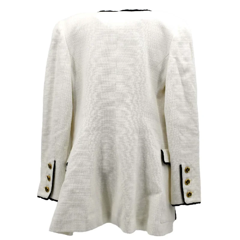 Chanel Collarless Breasted Jacket White #38