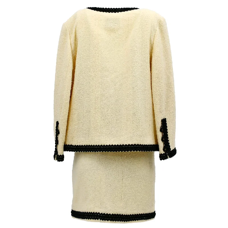 Chanel Setup Suit Jacket Skirt Ivory 94P #38