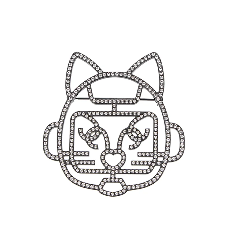 Cat Robot Rhinestone Brooch