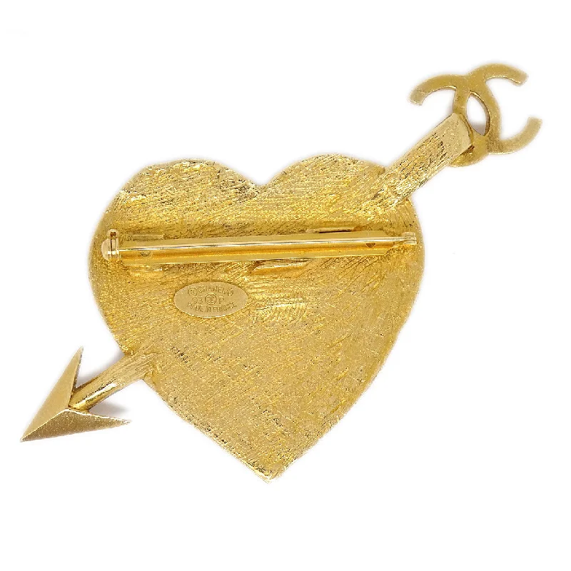 CHANEL 1993 Gold Graffiti Heart Arrow Brooch 64491