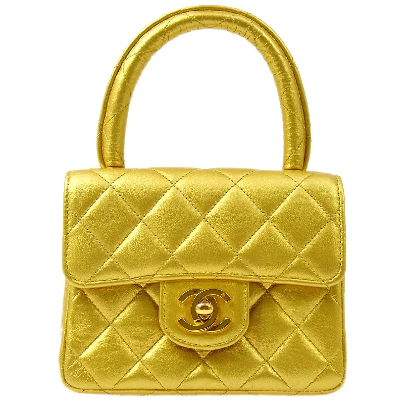 CHANEL Classic Flap Handbag Micro Gold Lambskin ao29040