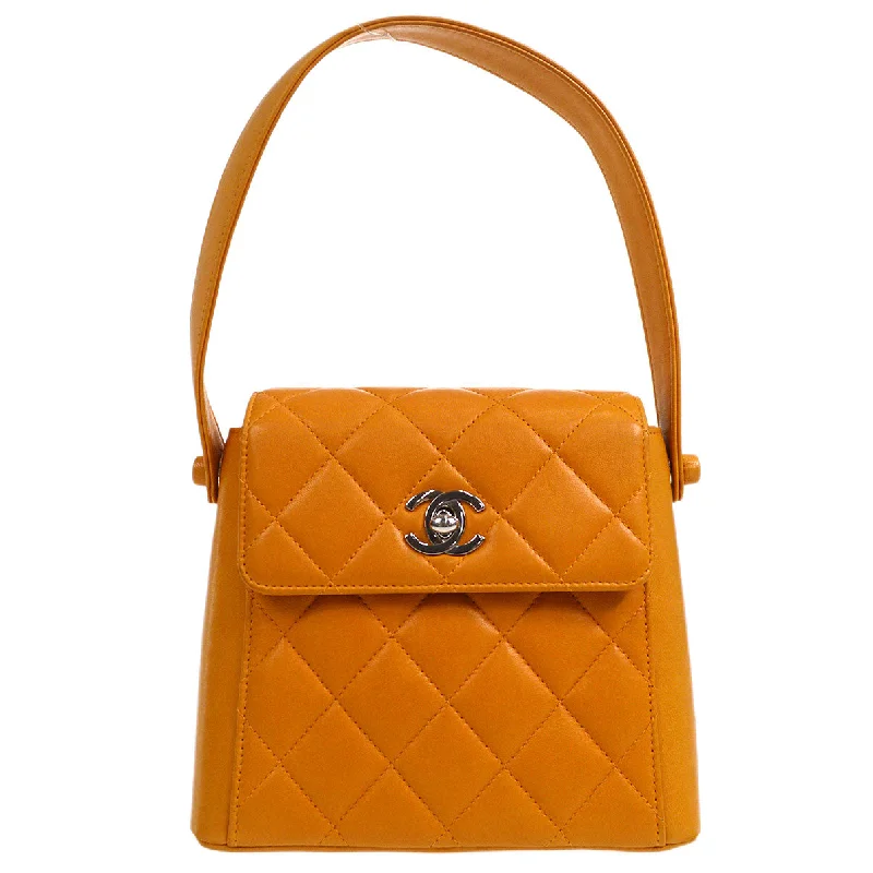 CHANEL 1997-1999 Flap Handbag Mini SHW Orange Lambskin 26317