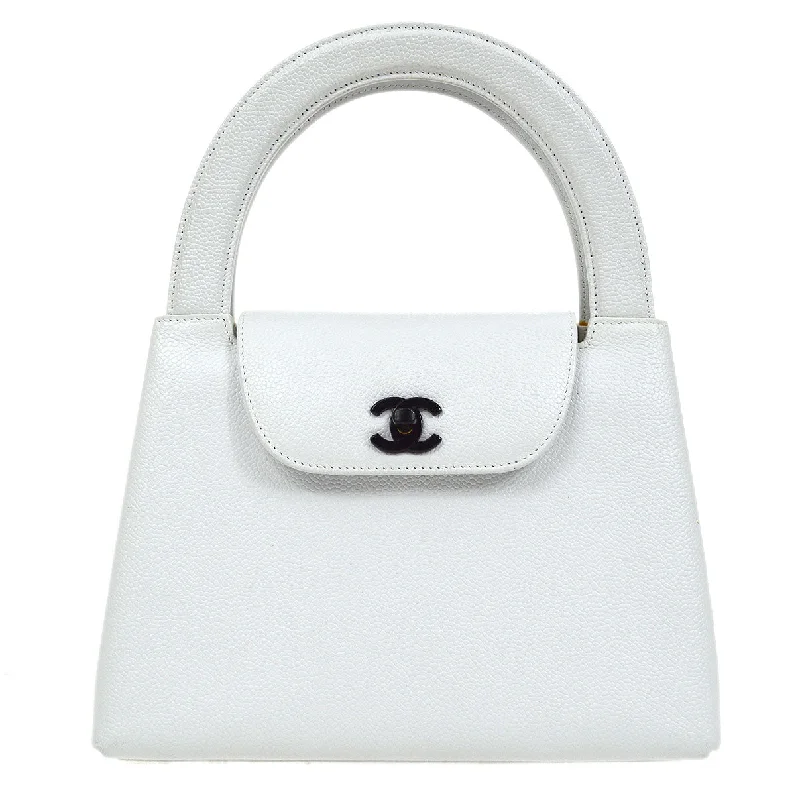 CHANEL 1997-1999 Handbag White Caviar 53112