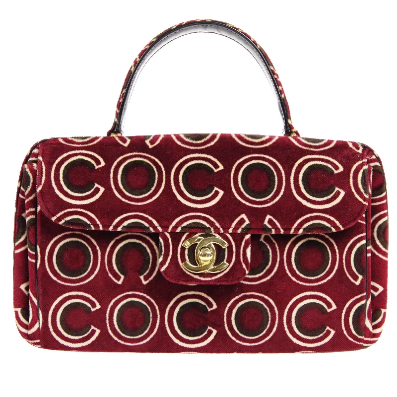 CHANEL 2001-2003 COCO Handbag Bordeaux Velvet 26588