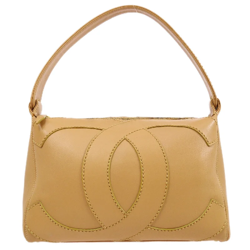 CHANEL 2004-2005 Beige Calfskin Wild Stitch CC Handbag 33990