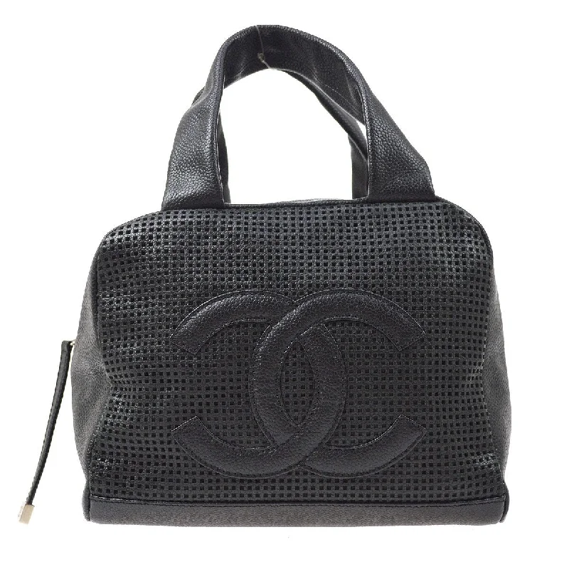 CHANEL 2004-2005 Black Caviar Perforated Handbag ao30862