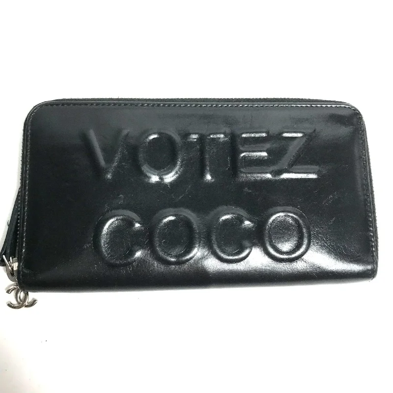 Chanel A82184 VOTEZ COCO Zip Around Long Wallet Black