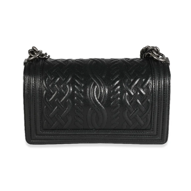 CHANEL Black Lambskin Celtic Medium Boy Bag