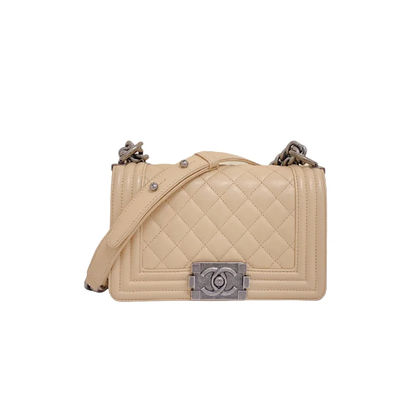 Boy Bag Small Lambskin Beige RHW