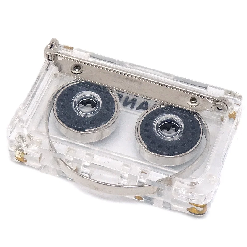 CHANEL Cassette Tape Brooch Pin Clear 04P 66450