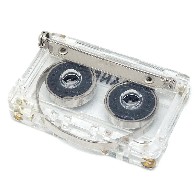 CHANEL Cassette Tape Brooch Pin Clear 04P 66451