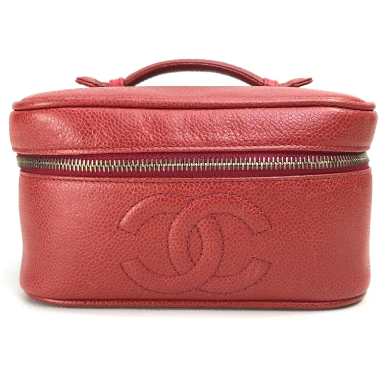 Chanel CC Mark Bag Hand Bag Vanity bag Red x GoldHardware