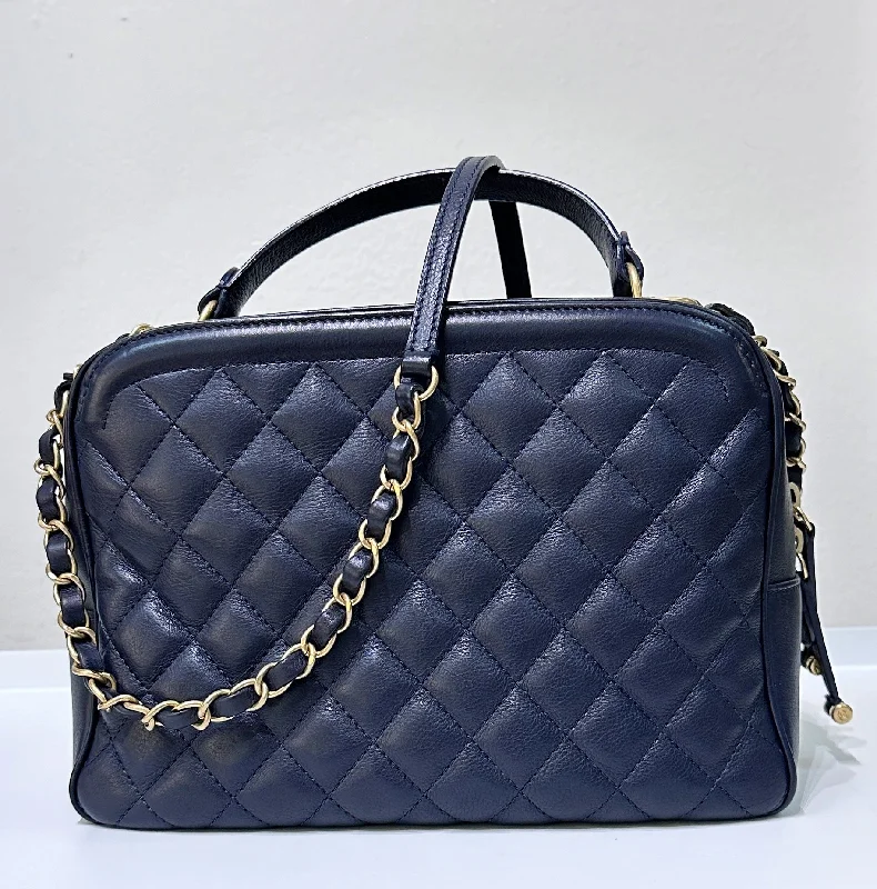 Chanel CC Top Handle Vanity Case Quilted Calfskin Small