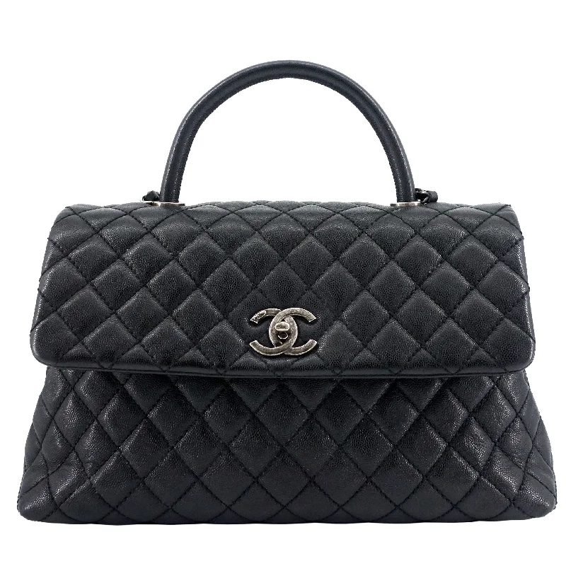 CHANEL Coco Top Handle Medium Caviar Leather Bag